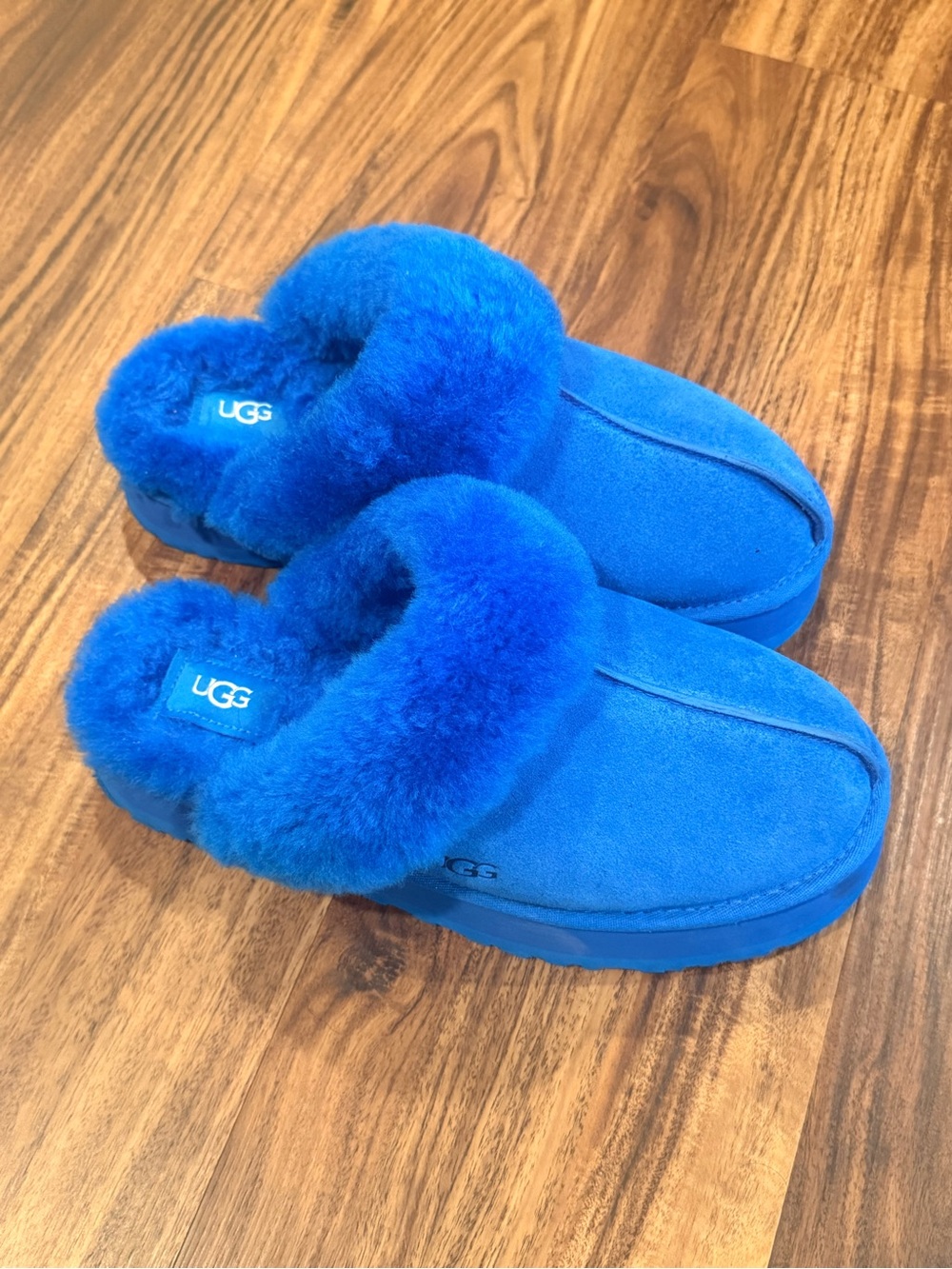 UGG Women's Disquette Slippers Size 10 in Royal Blue Suede Comfort Slip On Flats